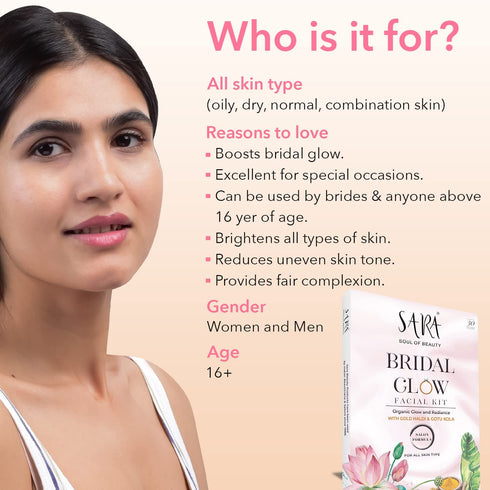 Sara Bridal Glow Facial Kit & Sara Oxy D-Tan Scrub Combo | Glow Booster & Skin Exfoliator Formula | Combo All Skin Types | For Women & Men | 41+175g
